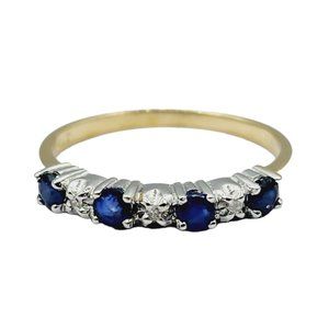10KT Gold Ring Set with Genuine Blue Sapphire and Diamond